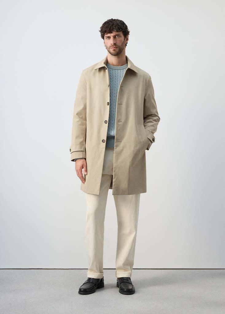 Trench déperlant à poches beige - Homme - XL - MANGO MAN