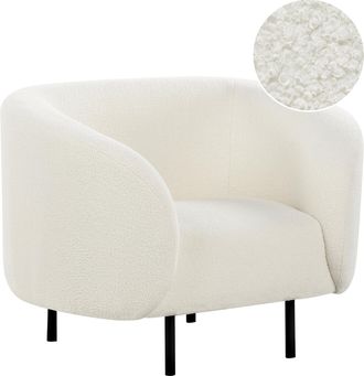 Beliani Beliani - Sill&oacute;n De Poli&eacute;ster Blanco Negro Boucl&eacute; Suave Patas Retro Glamour Loen