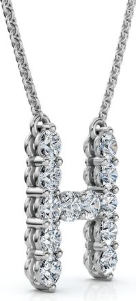 Pompeii3 1Ct Diamond Initial H Pendant 14k Gold 18 Necklace Lab Grown 5/8 Tall