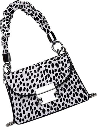 Frcolor Lightweight PU Leopard Print Shoulder Bag for Women Portable Single-shoulder Tote with Detachable Metal Chain Moderate Capacity Crossbody Handbag for 