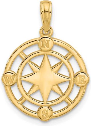 Diamond2Deal 14k Yellow Gold Polished Round Compass Charm Pendant