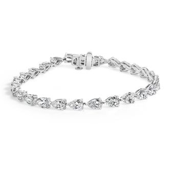 House of Brilliance IGI Certified 14K White Gold 12.0 Cttw Pear Cut Lab Grown Diamond Tennis Bracelet