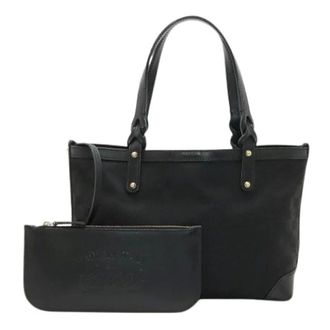 Gucci Pre-owned Tote Bags, female, Black, Size: ONE SIZE Pre-owned GG Canvas Leather Tote Bag Black