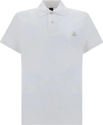 Moose Knuckles Polo Shirts, male, White, XL, White Polo Jumper with Logo