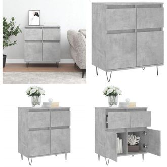 vidaXL Credenza Grigio Cemento 60x35x70 cm in Legno Multistrato - Credenza grigio cemento - Credenza con gambe in ferro