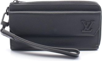 Louis Vuitton Black Noir Leather Long Wallet (Bi-Fold) (Pre-Owned)