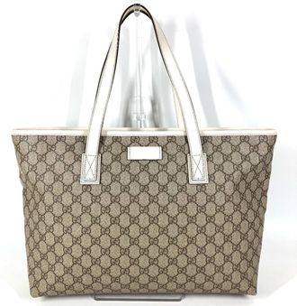 Gucci Beige White Gg Supreme Shoulder Bag Tote Bag (Pre-Owned)