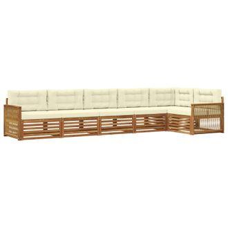 vidaXL Conjunto De Sof&aacute;s De Exterior Con Coj&iacute;n 6 Pcs Natural Y Crema Vidaxl