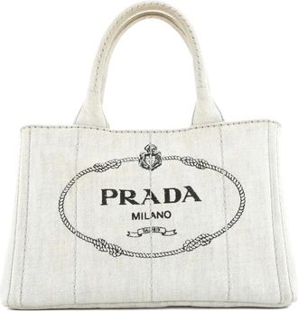 Prada Canapa Convertible Denim Mini tote bag - Blauw