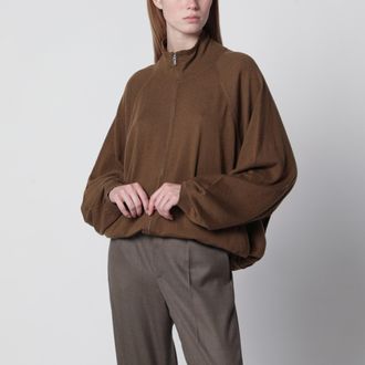 Frankie Shop Baxe knit sports jacket in wool blend brown