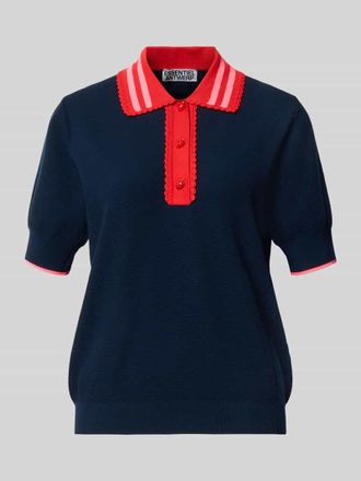 Essentiel Relaxed Fit Poloshirt aus Viskose-Mix Modell KONTRAST in Marine, Gr&ouml;&szlig;e XL
