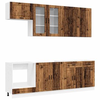 vidaXL Unidad De Cocina Porto 8 Uds. Madera Envejecida Vidaxl