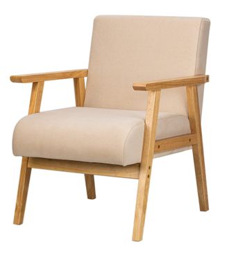 Nordlys Scandinavian Lounge Armchair with Wooden Frame in Beige