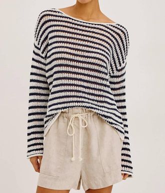 Rails Evangeline Luxe Linen-Blend Knit Sweater In Stone Navy Stripe