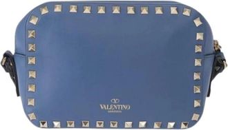 Valentino Pre-owned Cross Body Bags, female, Blue, Size: ONE SIZE Pre-owned Rockstud Camera Crossbody Bag