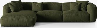 MICADONI Modulares 4-Sitzer Design Ecksofa Martina - Strukturstoff Grün