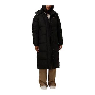 Tommy Jeans Jassen, Dames, Zwart, S, Leer, Alaska Long Puffer
