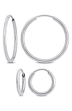 Delmar Set of 2 14K White Gold Hoop Earrings at Nordstrom Rack