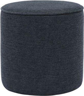 Miliboo Puf Redondo En Tela Efecto Terciopelo Texturizado Azul Oscuro D40 Cm Paul