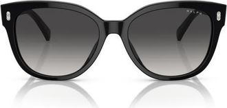 Ralph Lauren RA5305U 56mm Gradient Cat Eye Sunglasses in Shiny Black/gradient Grey at Nordstrom