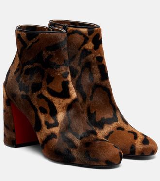 Christian Louboutin Stivaletti Jane 85 in cavallino con stampa leopardata