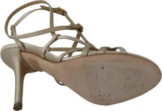 Dolce & Gabbana Gold Silk Ankle Strap Heels Sandals Womens Shoes (Pre-Owned)