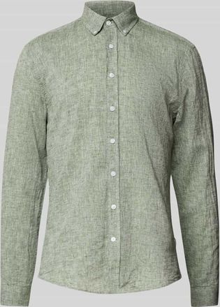 Lindbergh Lindbergh Regular Fit Freizeithemd aus Leinen-Baumwoll-Mix in Oliv, Größe XXL