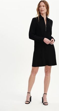 Finery Enriko Zip Front Short Dress in Black at Nordstrom, Size 20