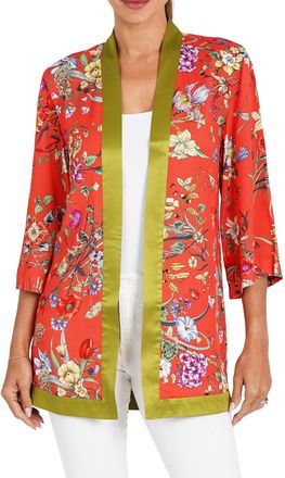 Love Token Thomas Floral Open Front Kimono In Coral
