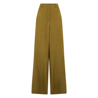 Alberta Ferretti Dames, Broeken, Beige, Maat: 2XL Katoen