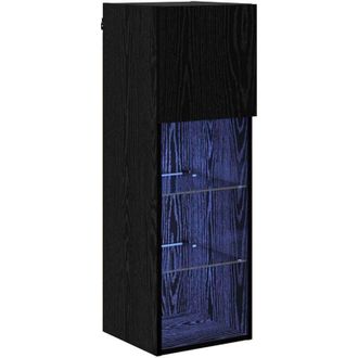 vidaXL Mueble De Tv Montado En La Pared Roble Negro 30,5 X 30 X 90 Cm Vidaxl