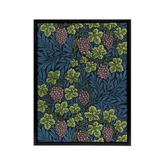 Artery8 Grape Vine & Leaves Pattern Framed Canvas Wall Art Print W. Morris in Blue | Size: W24 x H32