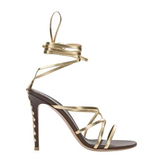 Gianvito Rossi Sandalia de tac&oacute;n de aguja con cordones y tiras - Shoes - Mujer - Amarillo - 38 1/2 EU