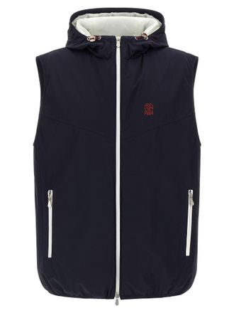 Brunello Cucinelli Blue Polyamide Sleeveless Mens Jacket