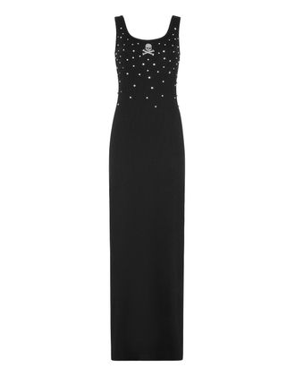 Philipp Plein Jersey Rib Long Dress Stones