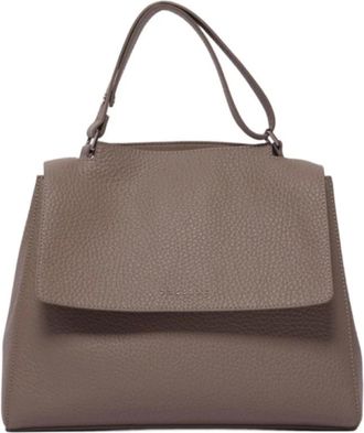Orciani Beige Zachte Handtas met Magnetische Klep - Dames - Handtassen - Bruin - ONE Size - Leer - Tassen