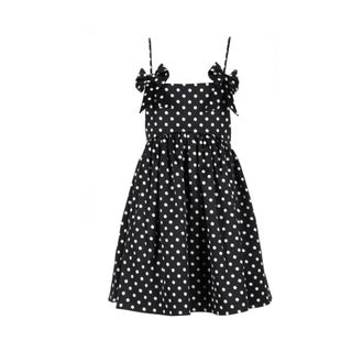 Ganni Mini-jurk van satijn met stippen - Dames - Korte kleedjes - Zwart - S - Satijn - Kleedjes