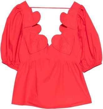 Farm Rio Heart Puff-sleeve Blouse