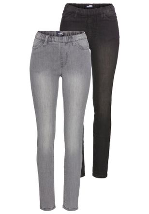 Arizona Jeansjeggings ARIZONA, Damen, Gr. 36, N-Gr, blus, grus, Jeans, Obermaterial: 80% Baumwolle, 19% Polyester, 1% Elasthan, clean, Basic, eng lang, Jeans 