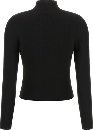 Alexander Wang Logo-Embroidered Ribbed Knit Sweater - Black