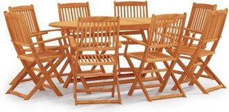 vidaXL 9 Piece Folding Outdoor Dining Set Solid Eucalyptus Wood vidaXL