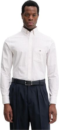 GANT Klassiek Oxford Streep Shirt - Heren - Zakelijke Overhemden - Wit - 2XL - Katoen - Overhemden