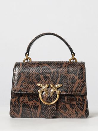 Pinko Love Bag One Python-Print Leather Mini Handbag with Logo