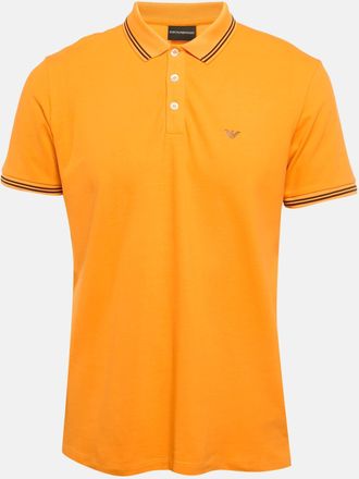 Emporio Armani Orange Logo Print Pique Polo T-Shirt