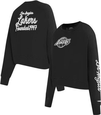 Pro Standard Womens Pro Standard Black Los Angeles Lakers Paint The City Cropped Pullover Sweatshirt at Nordstrom, Size Medium