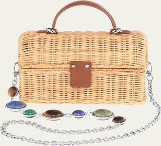 Judith Leiber Isla Rattan Basket Top-Handle Bag