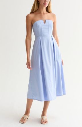 Crescent V-wire Modal Blend Midi Dress in Light Blue at Nordstrom, Size Large