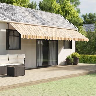 vidaXL Tela De Repuesto Para Toldo Naranja Y Negro 600x350 Cm Poli&eacute;ster Vidaxl