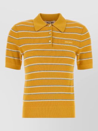 Miu Miu stretch cotton blend polo shirt stripes