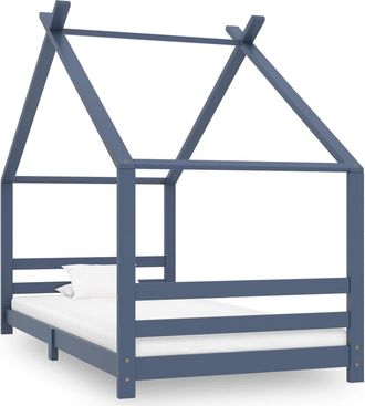 vidaXL Estructura De Cama Infantil Madera Maciza Pino Gris 90x200 Cm Vidaxl